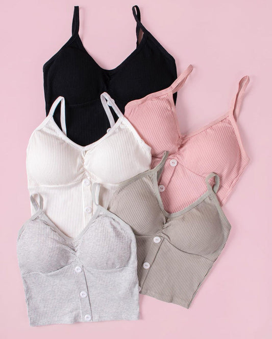 Women Knitted Sling vest solid color botton camisole tops