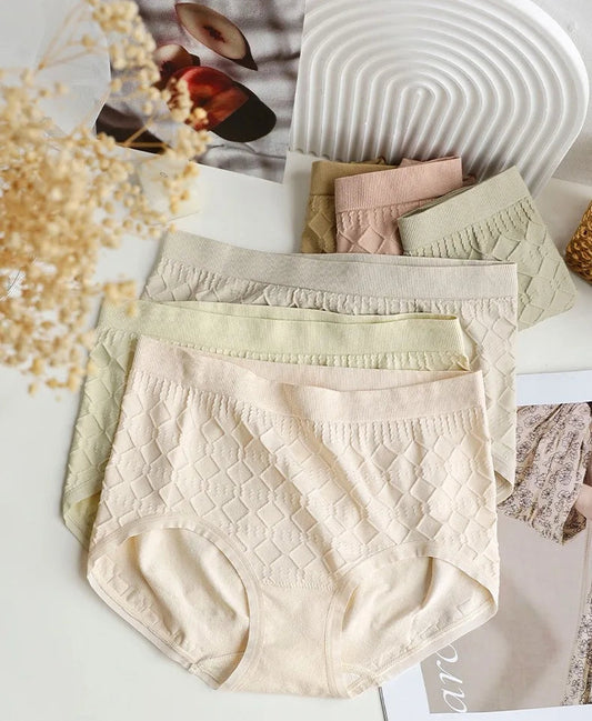 Casual plaid silk seamless panties