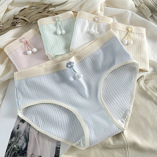 Women's Low waist Verticle Srtiped Cotton Panties | Simple Comfortable Briefs
